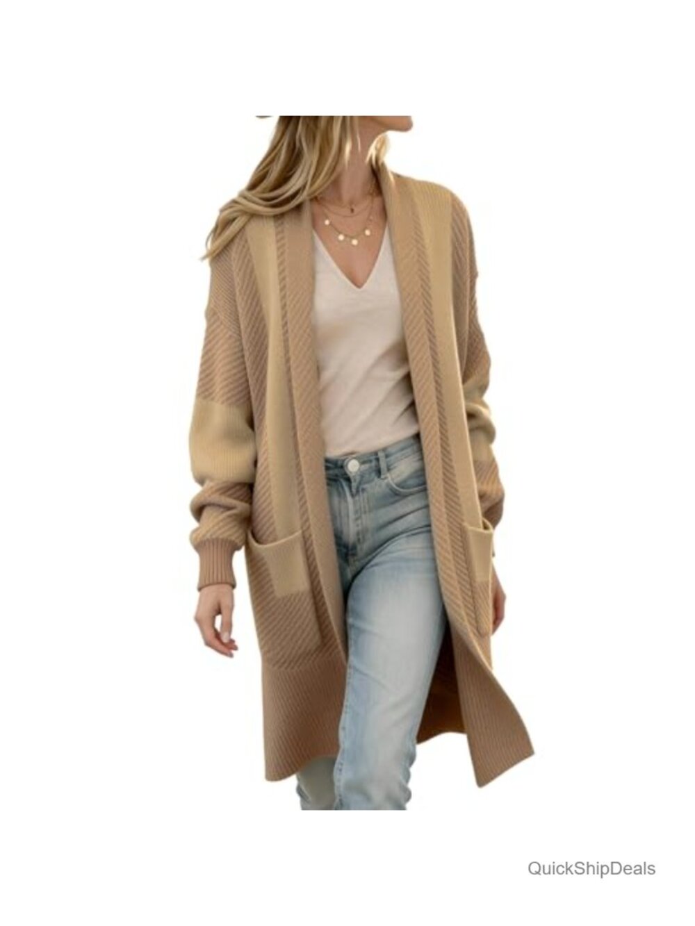 Women's Long Cardigan Sweater Chunky Open Front Knit Coat